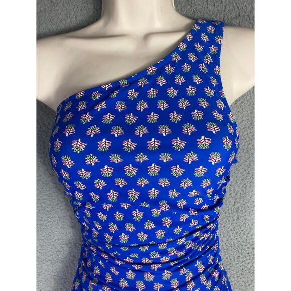 J.Crew Women's Ruched One-Shoulder Swimsuit 2XS Blue‎ Floral Print XXS - Picture 4 of 13